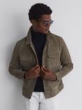 Reiss Ballina Goat Suede Jacket, Taupe