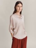 Ghost Ella Puff Sleeve Satin Blouse, Clay