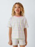 John Lewis ANYDAY Kids' Gardenia Check Print Shorts Pyjamas, Multi