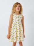 John Lewis ANYDAY Lemon Print Pleated Dress, Gardenia