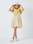 John Lewis ANYDAY Lemon Print Pleated Dress, Gardenia