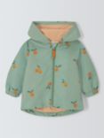 John Lewis Baby Orange Print Shower Resistant Windbreaker Jacket, Green/Multi