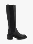 Dune Tesa Leather Pull On Knee Boots, Black