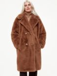 Whistles Petite Teddy Faux Fur Coat, Brown