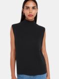 Whistles Funnel Neck Wool Tank Top, Black