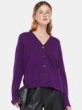Whistles Wool Relaxed Pocket Cardigan, Purple