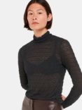 Whistles Textured Ruched Roll Neck Top