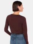 Whistles High V-Neck Ruched Top, Burgundy