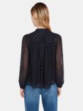 Whistles Mia Metallic Dobby Top, Navy/Multi