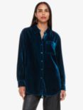 Whistles Velvet Oversized Shirt, Teal, Teal