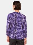 Whistles Glossy Leopard Print Raglan Shirt, Purple/Multi