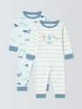 John Lewis Baby Ocean Friends Pyjamas, Pack of 2, Blue/Multi