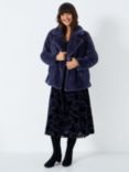 Crew Clothing Faux Fur Coat, Navy Blue