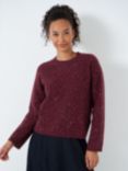 Crew Clothing Sequin Crew Neck Jumper, Berry Red