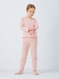 John Lewis Kids' Pointelle Henley Frill Pyjamas, Pink