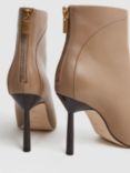 Reiss Lyra Signature Leather Stiletto Ankle Boots, Camel