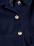 Monsoon Kids' Pocket Detail Pleated Hooded Coat, Navy