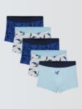 John Lewis Kids' Dragon Print Trunks, Pack of 5, Blue/Multi