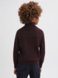 Reiss Kids' Blackhall Half Zip Merino Wool Jumper, Bordeaux