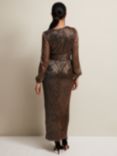 Phase Eight Petite Brielle Shimmer Maxi Dress, Bronze