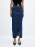 Mango Aida Cotton Maxi Skirt, Open Blue