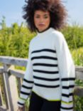 Ro&Zo Intasia Stripe Turtle Neck Jumper, Natural