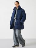 HUSH Joanna A-Line Padded Short Coat, Navy, Navy