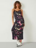 HUSH Emelie Shadow Print Slip Midi Dress, Black/Multi, Black/Multi
