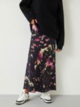 HUSH Emeri Shadow Print Slip Maxi Skirt, Black/Multi, Black/Multi