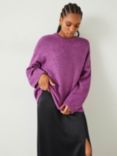 HUSH Elaine Wool Blend Slouchy Jumper, Berry Coulis