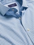 Charles Tyrwhitt Check Non-Iron Stretch Twill Slim Fit Shirt, Ocean Blue/White