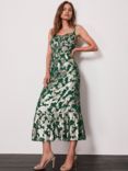 Mint Velvet Metallic Midi Dress, Green/Multi