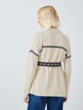 AND/OR Belted Wool Blend Cardigan, Cream/Navy, Cream/Navy