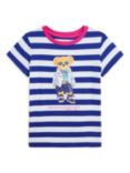 Ralph Lauren Kids' Bear Stripe Short Sleeve T-Shirt, Brilliant Sapphire