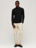 Superdry Long Sleeve Cotton Pique Polo Shirt, Black