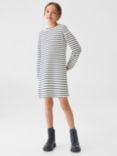 Mango Kids' Stripe Long Sleeve Dress, Navy