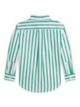 Ralph Lauren Kids' Striped Cotton Shirt, Scarab Green