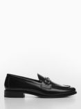 Mango Coria Chain Detail Leather Loafers, Black