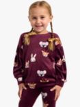 Lindex Kids' Animal Print Velour Sweatshirt, Lilac