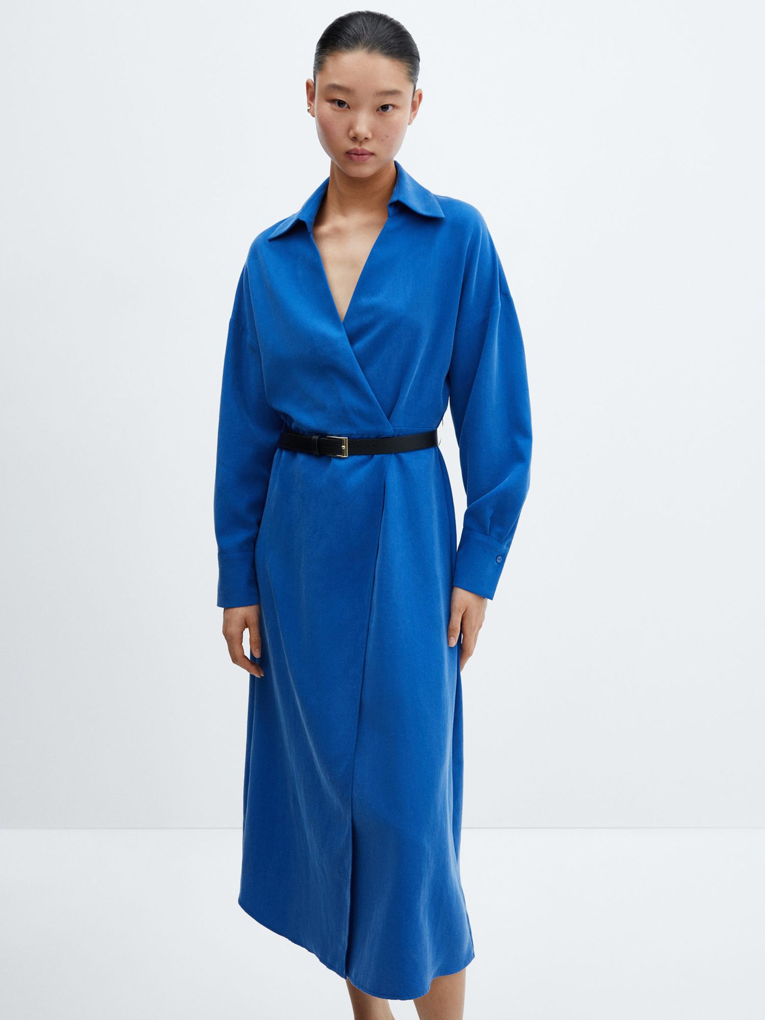 Mango Teo Midi Shirt Dress, Cobalt, 8