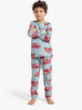 Lindex Kids' Fire Truck Print Pyjamas, Blue/Multi