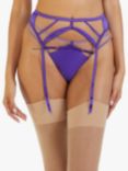 Playful Promises Ramona Strap Detail Illusion Mesh Suspender, Purple