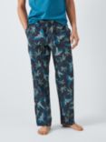 John Lewis Organic Cotton Parrot Print Lounge Pants, Navy/Multi