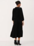Part Two Viggasa Velvet 3/4 Sleeve Midi Dress, Black