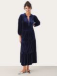 Part Two Viggasa Velvet 3/4 Sleeve Midi Dress