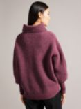 Ted Baker Cchloe High Neck Wool Blend Jumper, Dark Red