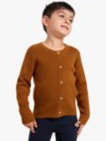 Lindex Kids' Ribbed Long Sleeve Cardigan, Brown