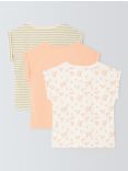 John Lewis Kids' Stripe/Plain/Floral T-Shirts, Pack of 3, Multi