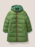 White Stuff Kids' Longline Quilted Hooded Puffer Jacket, Mid Teal, Mid Teal