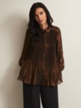 Phase Eight Faye Pleated Blouse, Bronze, Bronze